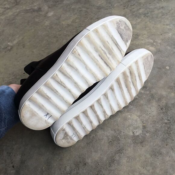 J/SLIDES Posh Hidden Wedge Round Toe Platform Sneaker Black Leather - Picture 6 of 7